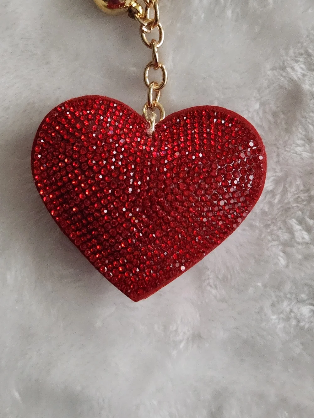 Red Heart Rhinestone Keychain Sparkling Bag Charm